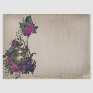 Cheshire Cat and Purple Floral Alice in Wonderland Tissue Paper