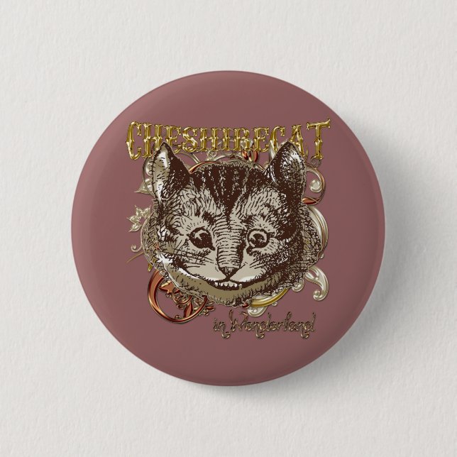 Cheshire Cat Carnivale Style (Gold Version) 2 Inch Round Button (Front)