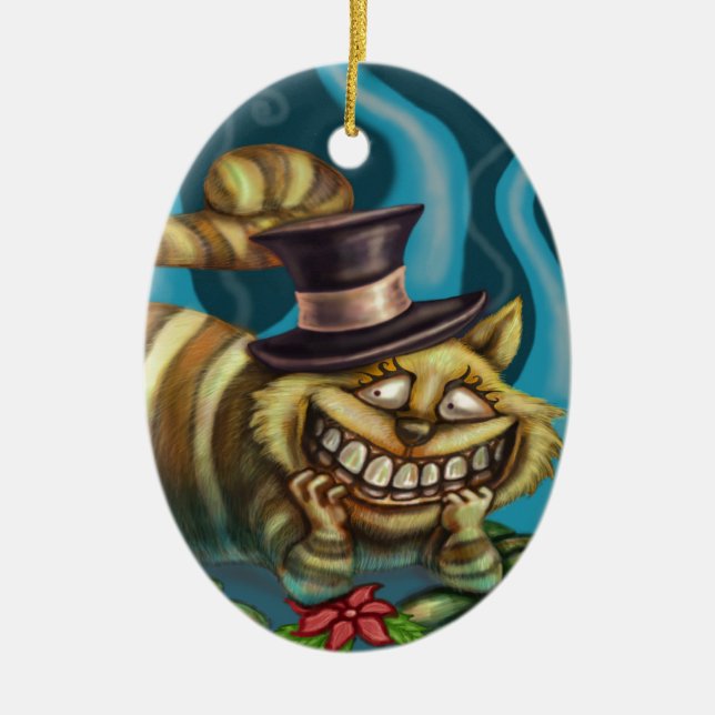 Cheshire Cat Ceramic Ornament (Front)