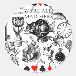 cheshire cat classic alice in wonderland art classic round sticker