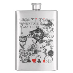 cheshire cat classic alice in wonderland art hip flask