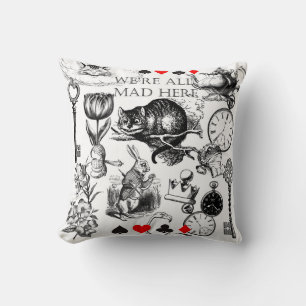 cheshire cat classic alice in wonderland art throw pillow