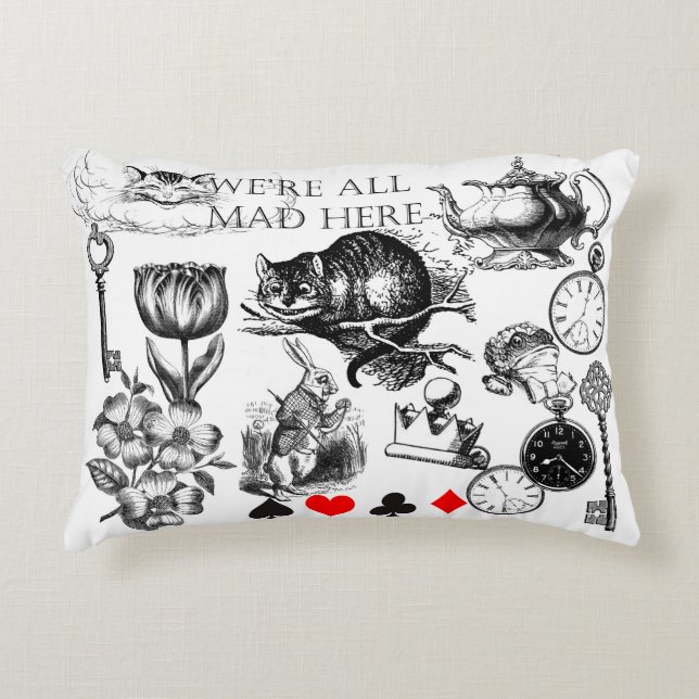 Cheshire Cat classic alice in wonderland mad Accent Pillow (Front)