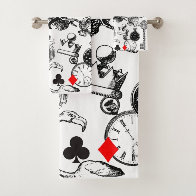 Cheshire Cat classic alice in wonderland mad Bath Towel Set (Insitu)