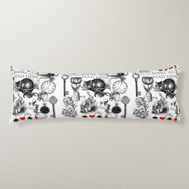 Cheshire Cat classic alice in wonderland mad Body Pillow (Front)