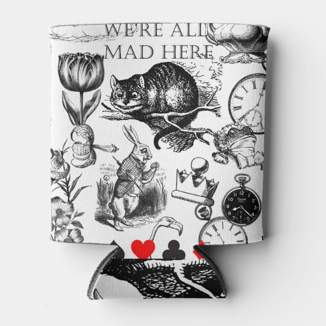 Cheshire Cat classic alice in wonderland mad Can Cooler (Front)