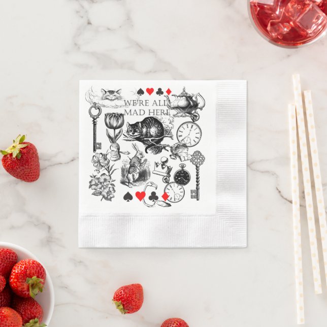 Cheshire Cat classic alice in wonderland mad Napkin (Insitu)
