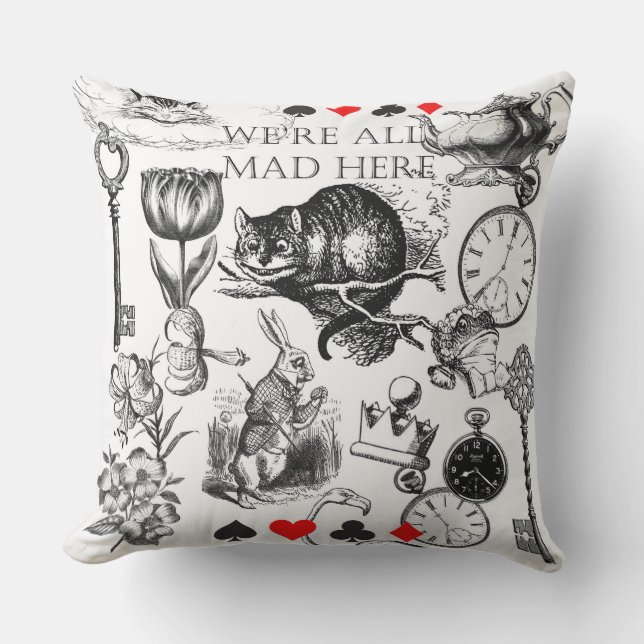 Cheshire Cat classic alice in wonderland mad Outdoor Pillow (Front)