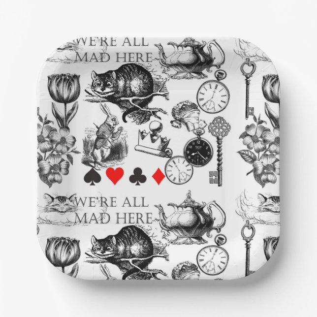 Cheshire Cat classic alice in wonderland mad Paper Plate (Front)