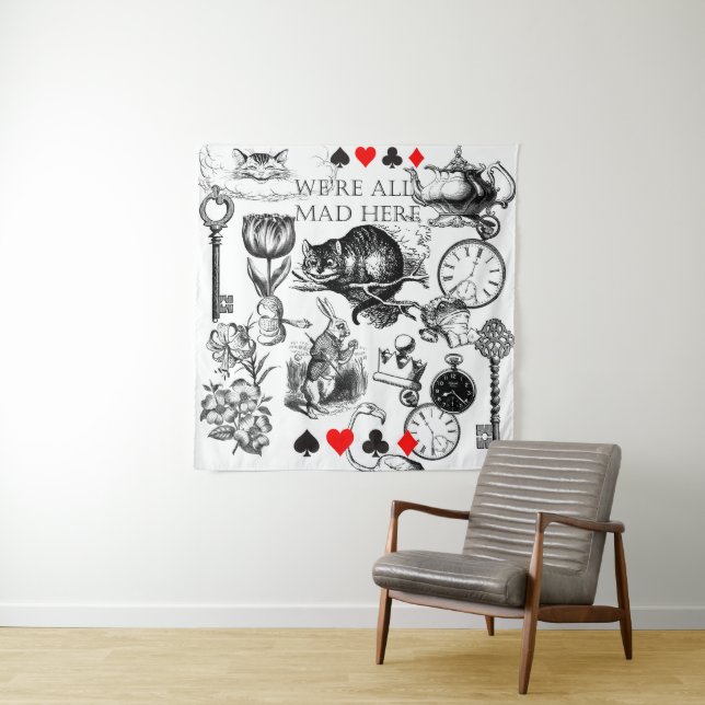 Cheshire Cat classic alice in wonderland mad Tapestry (In Situ)
