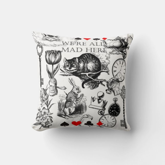 Cheshire Cat classic alice in wonderland mad Throw Pillow (Front)