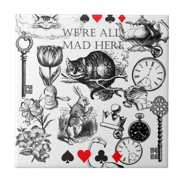 Cheshire Cat classic alice in wonderland mad Tile (Front)