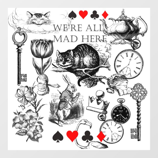 Cheshire Cat classic alice in wonderland mad Window Cling (Sheet)