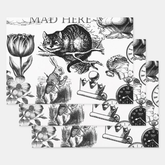 Cheshire Cat classic alice in wonderland mad Wrapping Paper Sheet (Set)