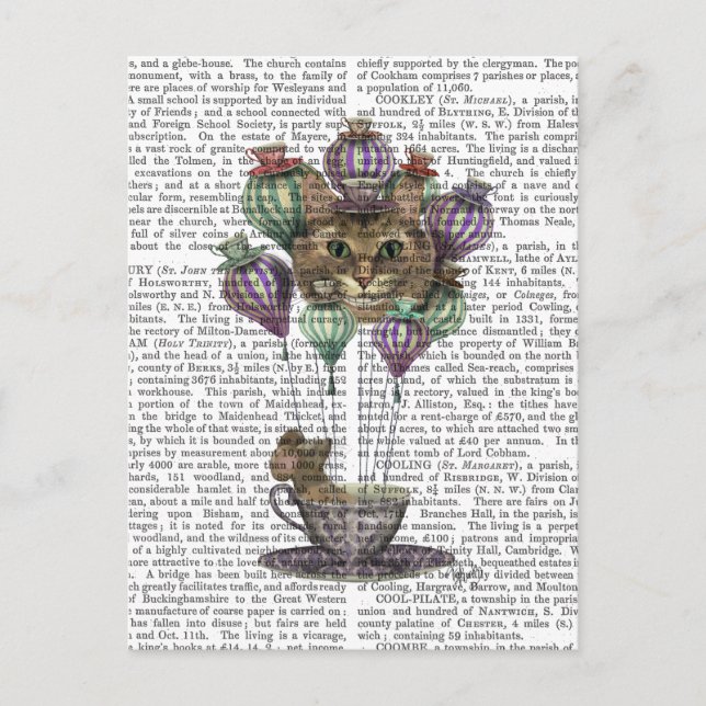 Cheshire Cat Hot Air Balloon Postcard (Front)