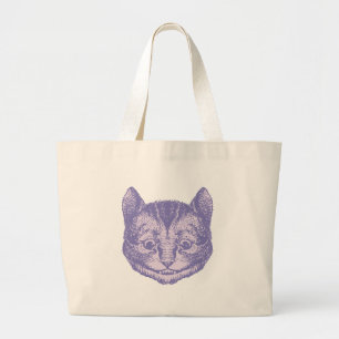 Cheshire Cat Inked Lavender Large Tote Bag