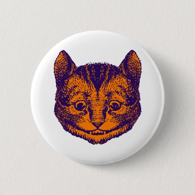 Cheshire Cat Inked Purple Orange 2 Inch Round Button (Front)
