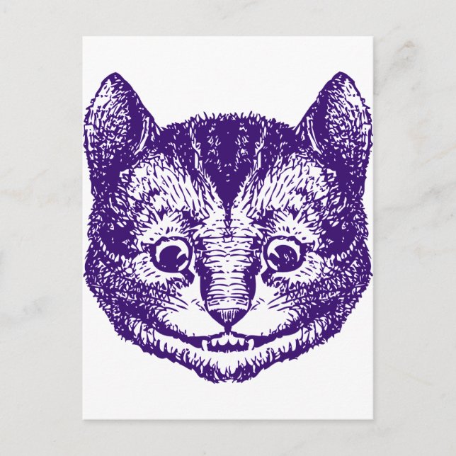 Cheshire Cat Inked Purple Postcard (Front)