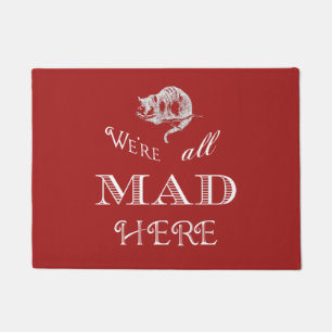 Cheshire Cat Mad Alice Red Doormat