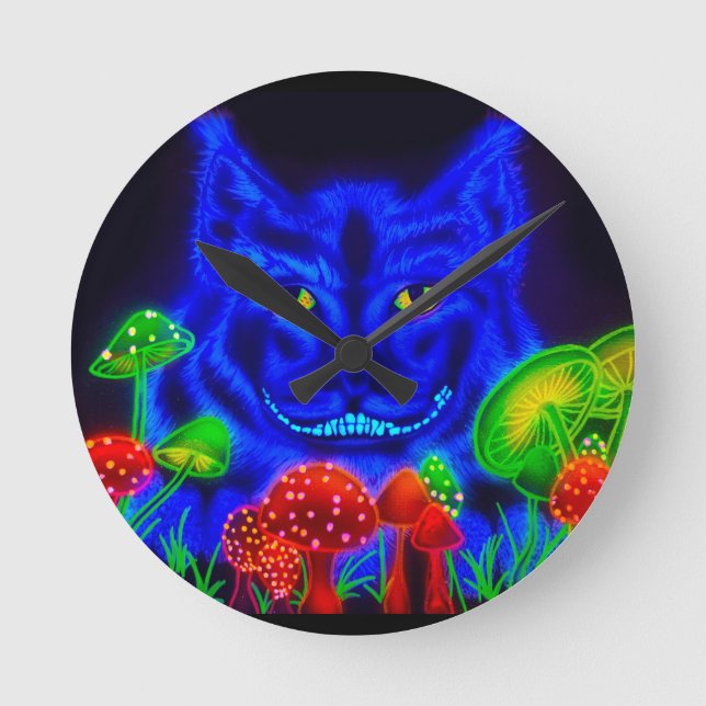 Cheshire Cat Round Wall Clock (Front)