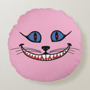 Cheshire Cat Smile PINK Round Pillow