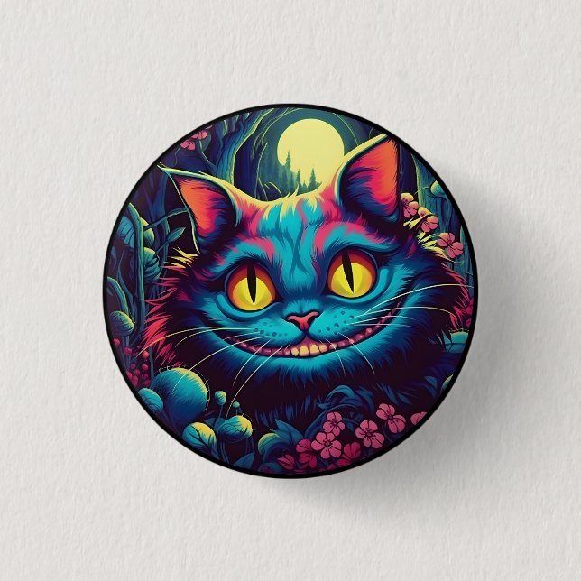 Cheshire Cat Smiling Alice in Wonderland  1 Inch Round Button (Front)