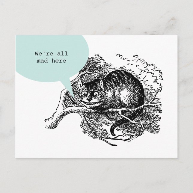 Cheshire Cat - We're all mad here quote Postcard (Front)