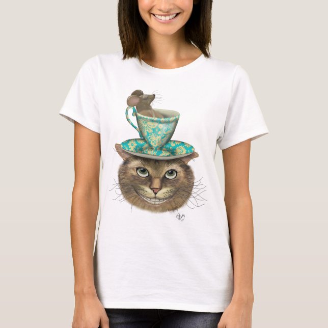 Cheshire Cat with Cup on Head T-Shirt (Front)