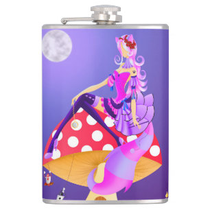 Cheshire Cate on Mushroom Hip Flask