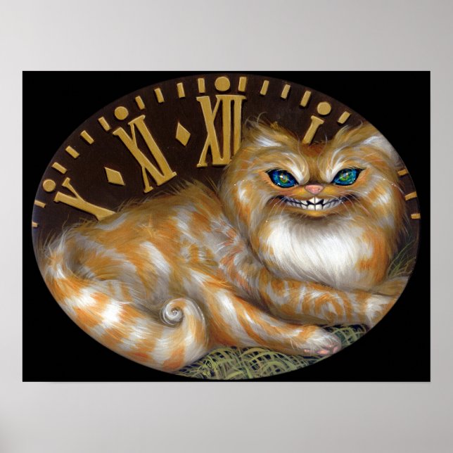 Cheshire Clock ART PRINT Wonderland Cat (Front)
