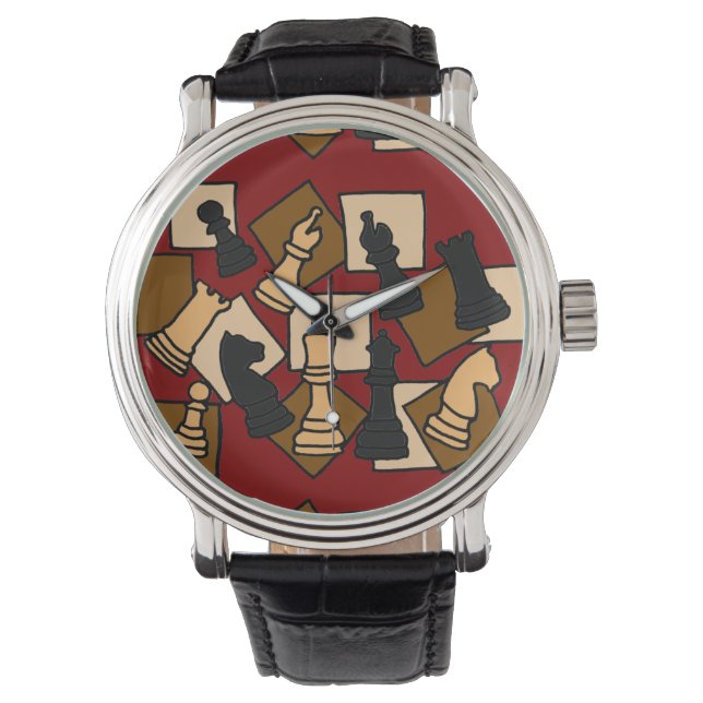 Chess Abstract Art Wristwatch (Front)