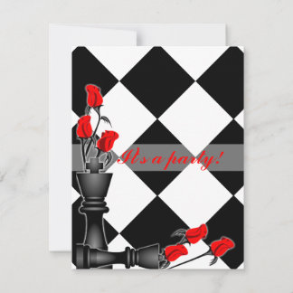 Chess and Roses Gothic Wedding Invitation