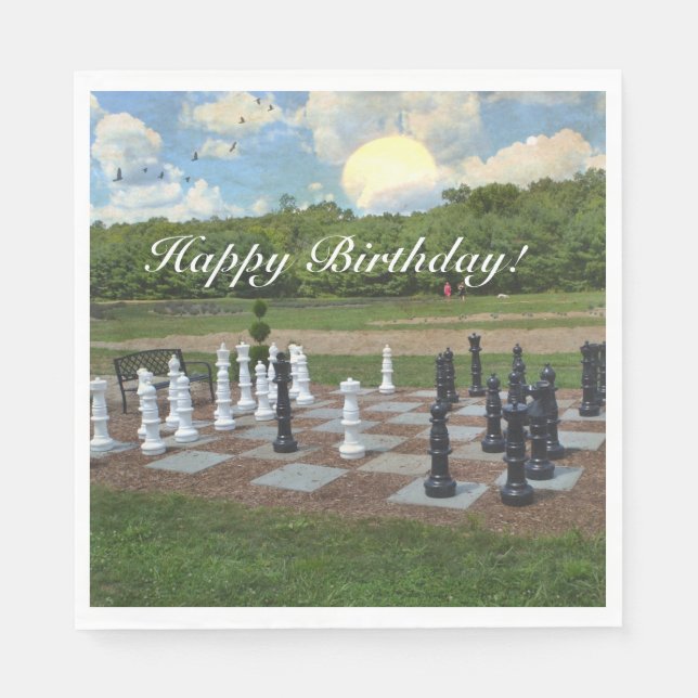 Chess Anyone Happy Birthday Napkin (Front)