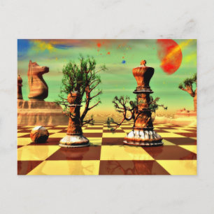 Chess art, chess rules, chess openings, postcard