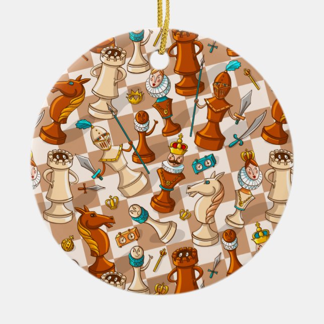 Chess battle ceramic ornament (Front)