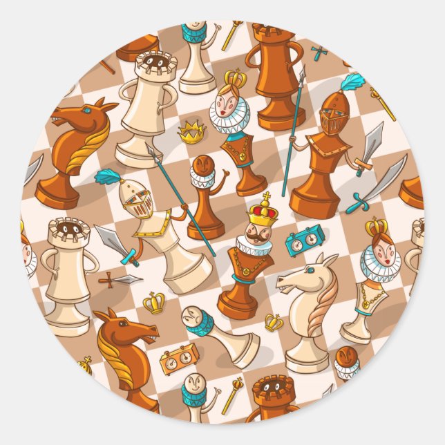 Chess battle classic round sticker (Front)