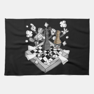 chess battle figures chessman checkmate chess play kitchen towel