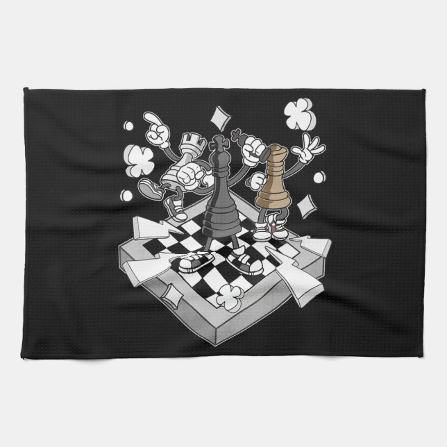 chess battle figures chessman checkmate chess play kitchen towel (Horizontal)