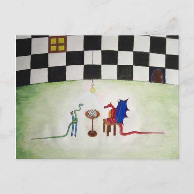Chess between Dragon and Snake Postcard (Front)