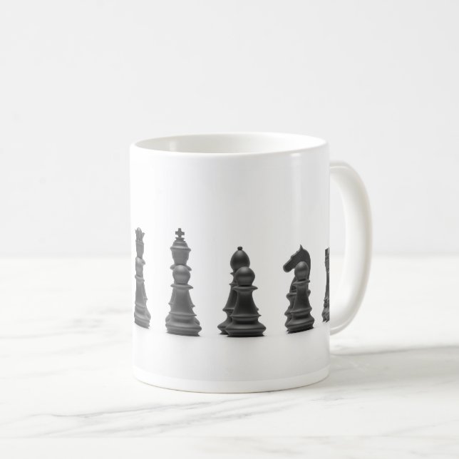 Chess black pieces coffee mug (Front Right)