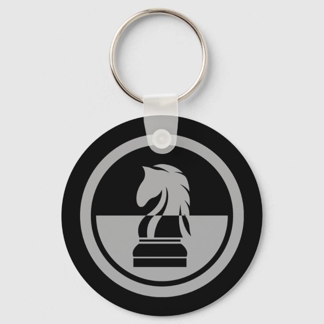 Chess - Black & White Knight Keychain (Front)