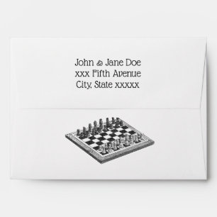 Chess Board and Chess Pieces Vintage Art Envelopes