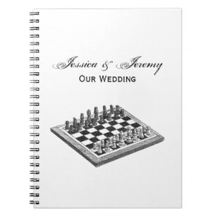 Chess Board and Chess Pieces Vintage Art Notebook
