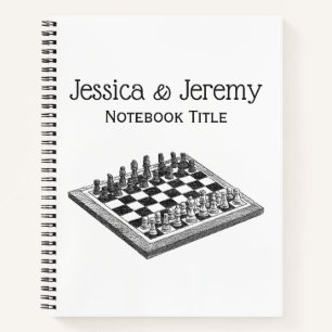 Chess Board and Chess Pieces Vintage Art Notebook