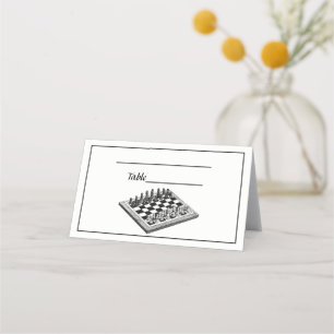 Chess Board and Chess Pieces Vintage Art Place Card