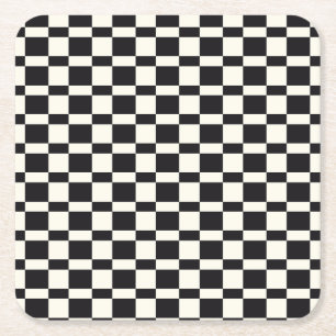 Chess board black and white square paper coaster