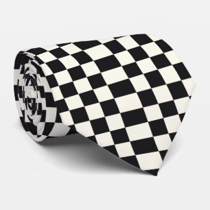 Chess board black and white tie