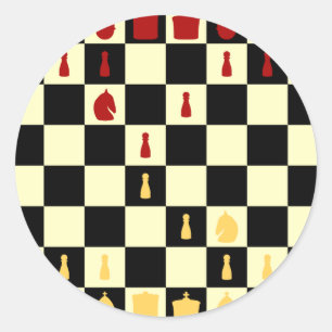 Chess Board Classic Round Sticker