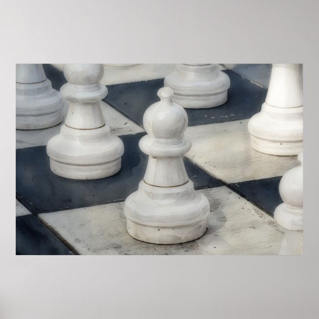 Chess Board Close Up Pawn Art Poster (Front)