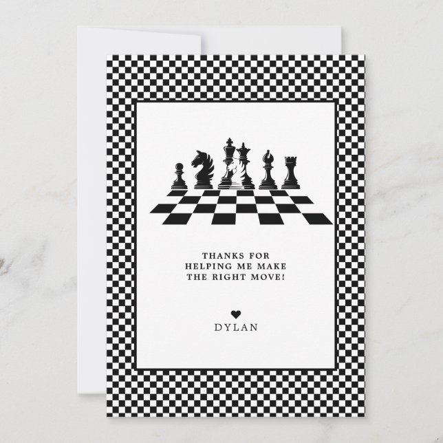 Chess Board Game Night Birthday Welcome Sign Thank You Card (Front)